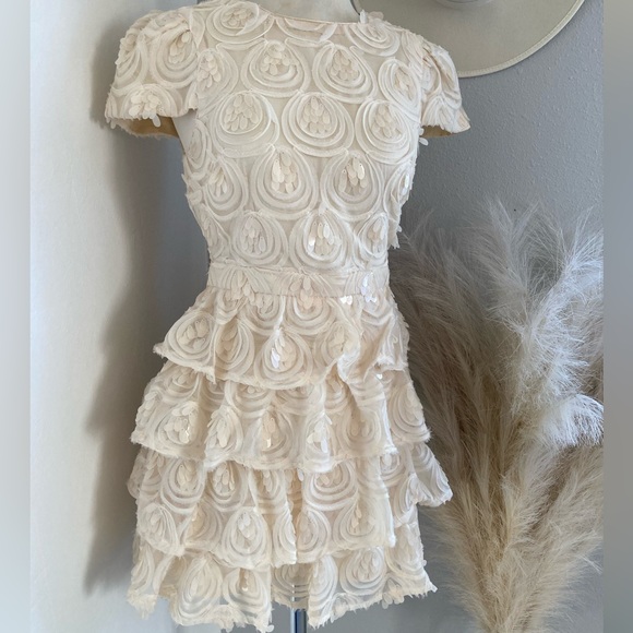 Lulus Worth the Wait Cream Sequin Ruffled Mini Dress - Picture 4 of 11